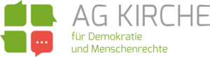 Ein Logo mit der Aufschrift "AG Kirche für Demokratie und Menschenrechte".
