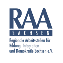 Logo mit der Aufschrift RAA Sachsen Regionale Arbeitsstellen für Bildung, Integration und Demokratie Sachsen e.V.