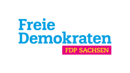 Logo FDP Logo mit der Aufschrift "Freie Demokraten FDP Sachsen".