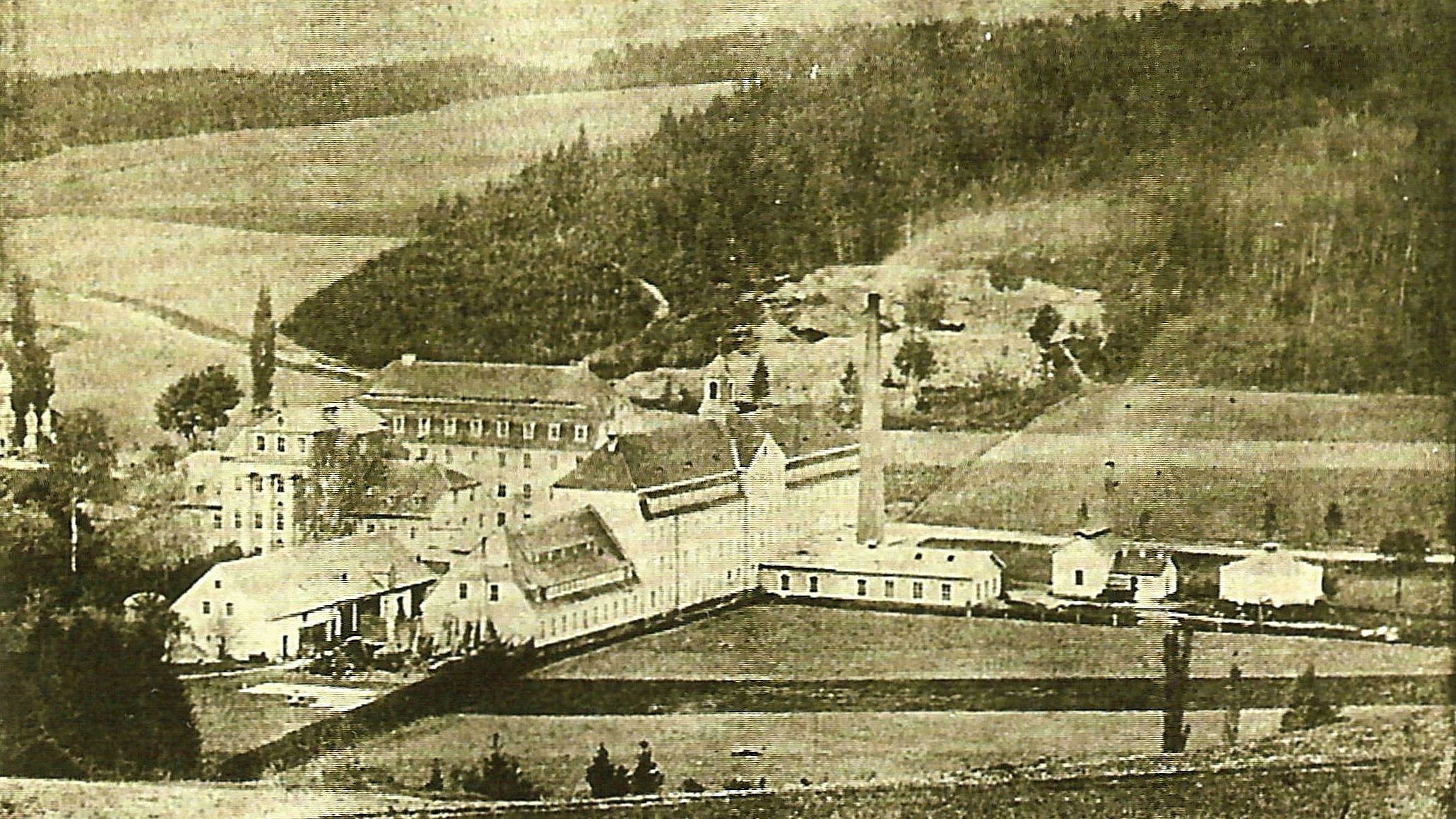 Das Solbrigsche Werk 1867, Spinnerei der Gebrüder Bernhard in Harthau bei Chemnitz, Heimatsammlung Harthau Verlinkung zu Zentren der Industrialisierung