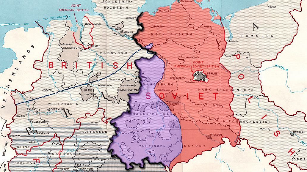Germany Occupation Zones With Border Verlinkung zu Ost-West-Spaltung