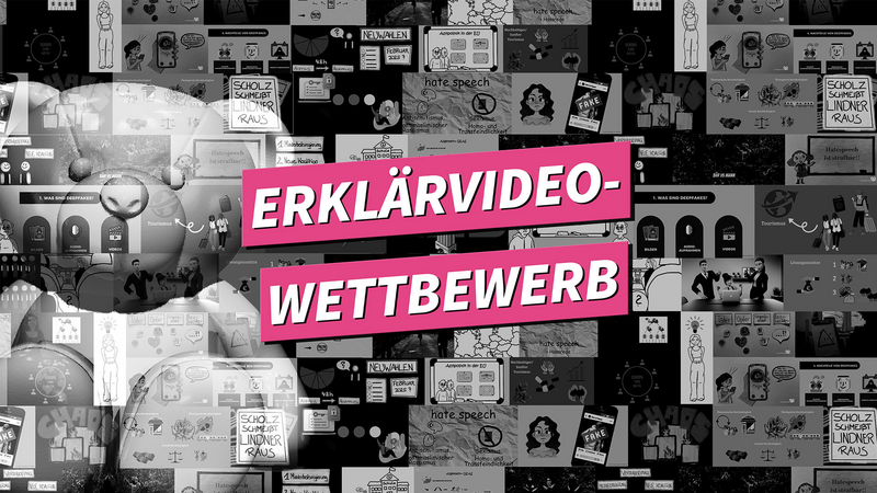 Header Erklärvideowettbewerb Banner mit der Aufschrift "Erklärvideowettbewerb"