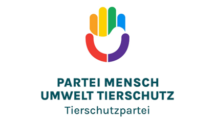 Logo Tierschutzpartei Logo mit der Aufschrift "Partei Mensch Umwelt Tierschutz Tierschutzpartei".