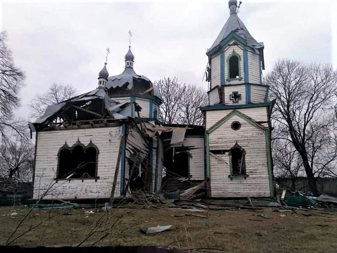 Zerstörte Kirche in Vyazivka, Oblast Zhytomyr