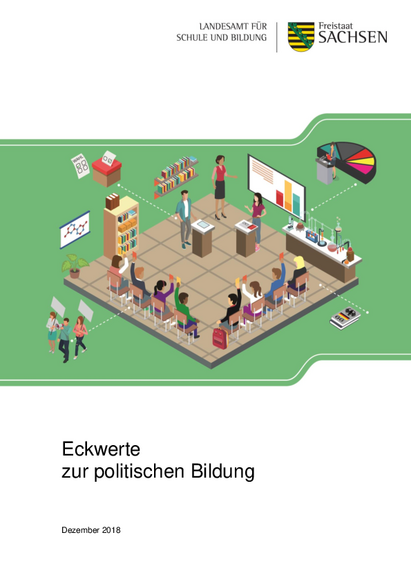 Cover Eckwerte politische Bildung Cover der Broschüre "Eckwerte zur politischen Bildung". Herausgegeben vom Landesamt für Schule und Bildung Sachsen im Dezember 2018. Bei Klick öffnet sich die Broschüre als PDF.