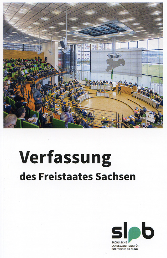 Buchcover "Verfassung des Freistaates Sachsen" bei Klick beginnt der Download der PDF-Version