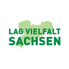 Logo LAG Logo mit der Aufschrift "LAG VIELFALT SACHSEN".