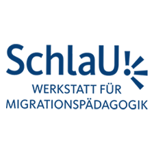 Logo SchlaU Logo mit der Aufschrift SchlaU Werkstatt für Migrationspädagogik