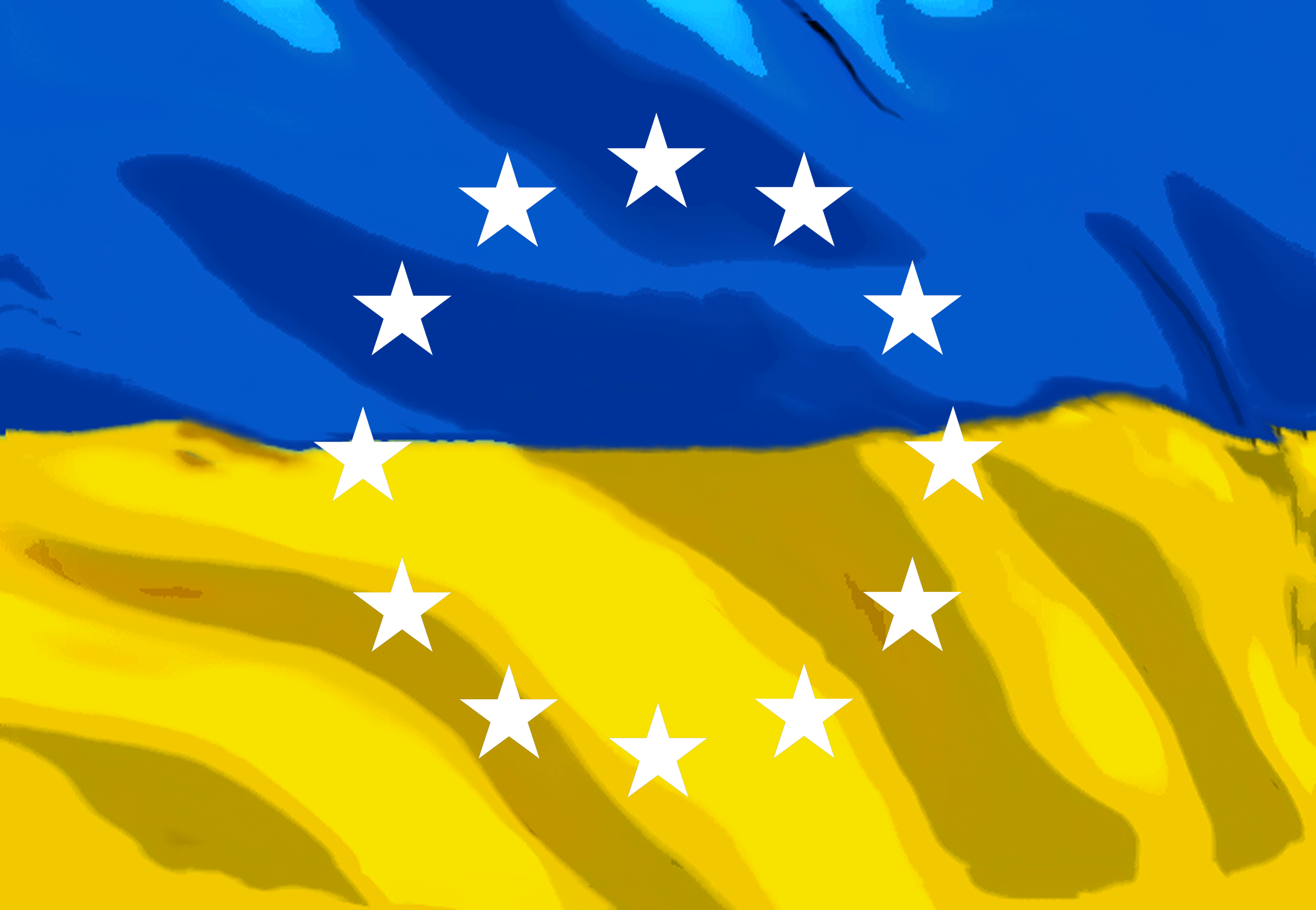Flagge der Ukraine mit EU-Sternen